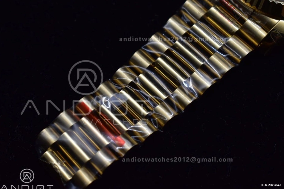 President 40 Affordable JDF Weight Gain Markers Bracelet Stick DayDate Steel YG A2836 904L V on YG Dial 731 0829